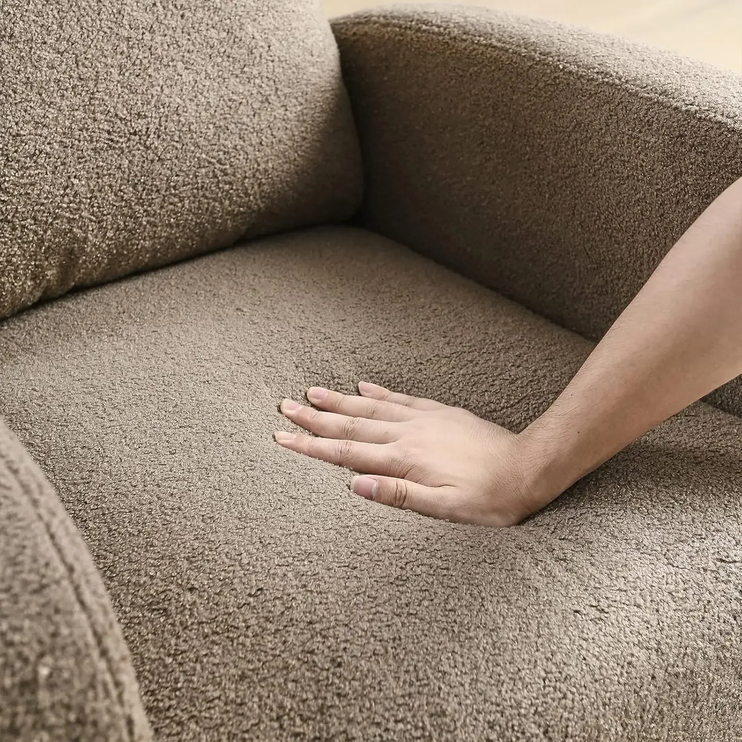 Rocking Glider Chair, Modern Fabric Tall Back Accent Rocker Chair Upholstered Arm Chair w/Side Pockets, Modern Leisure Single So