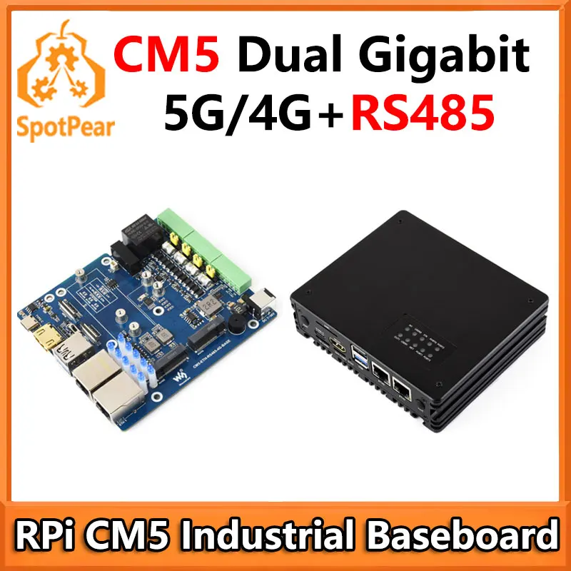 Raspberry Pi CM5 RS485 4G/5G Dual Ethernet Port ETH Gigabit/2.5G Expansion Board