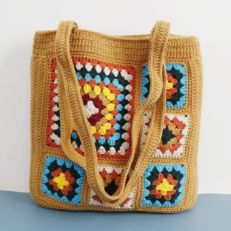 

Large capacity colorful shoulder bag, hand woven crossbody bag, colorful and fashionable beach bag, women's shopping bag