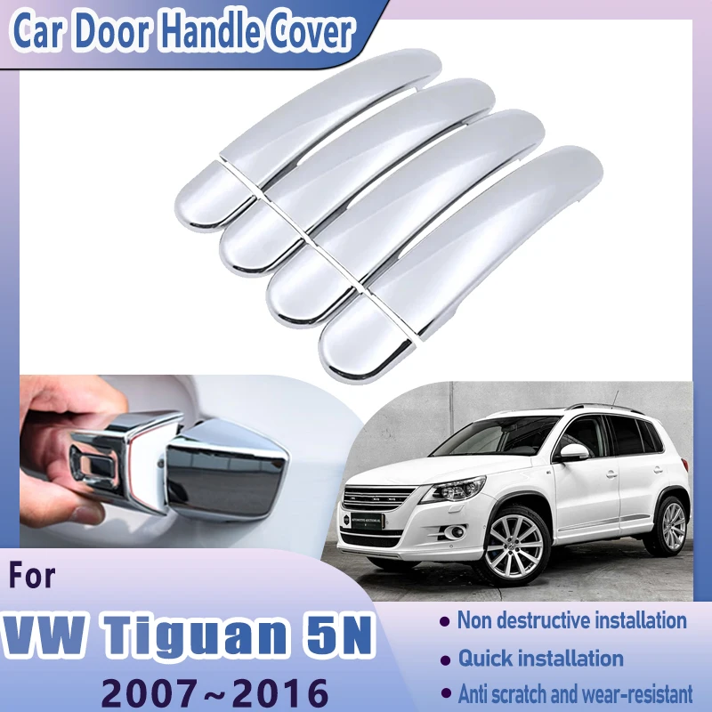 

Крышка дверной ручки автомобиля для Volkswagen VW Tiguan 5N аксессуары 2007 2008 2009 ~ 2016 автомобильная хромированная наклейка на ручку из углеродного волокна