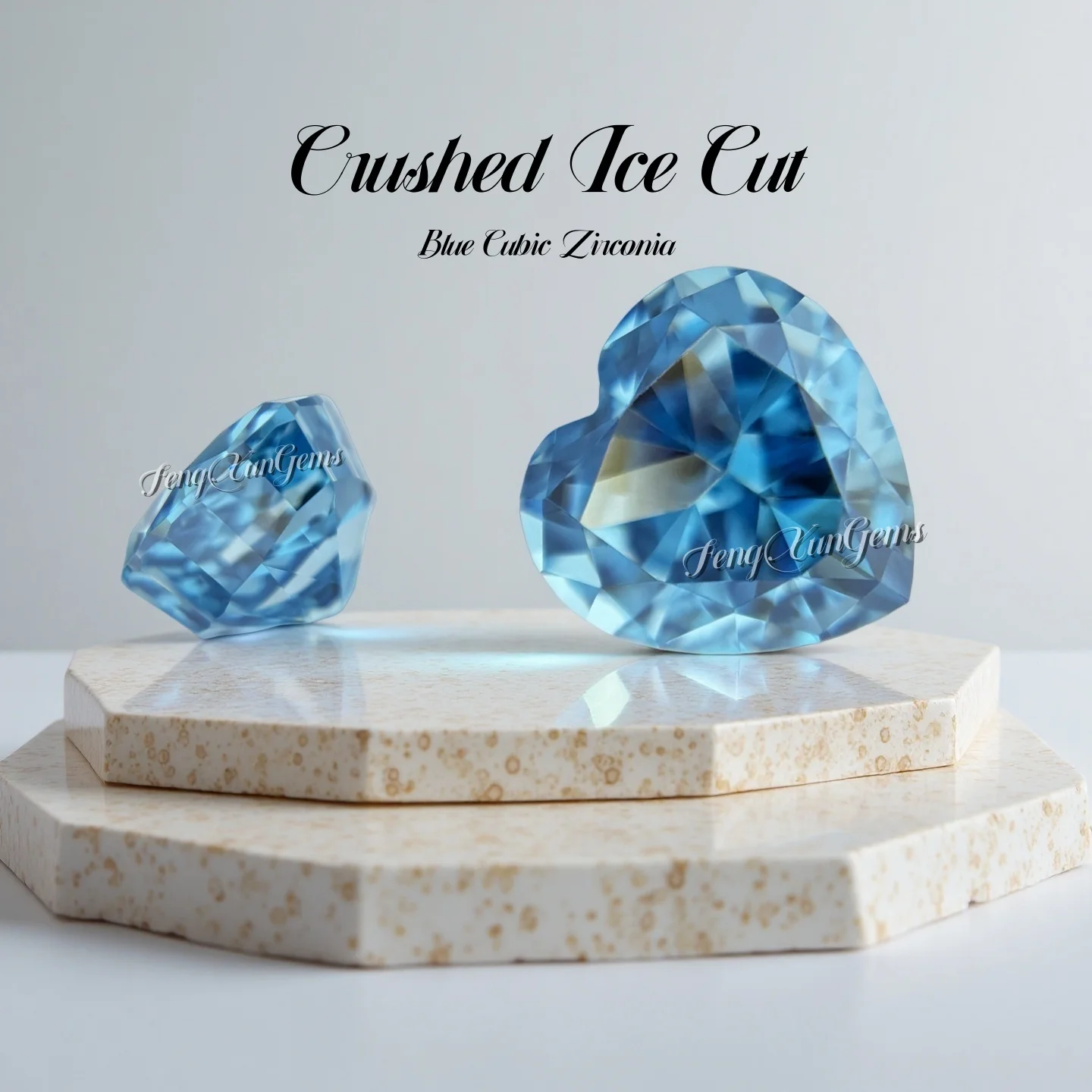 

Heart Shape High Carbon diamond Crushed Ice Cut Blue Cubic Zirconia Gemstones CZ Excellent Cutting For Jewelry Necklace Making