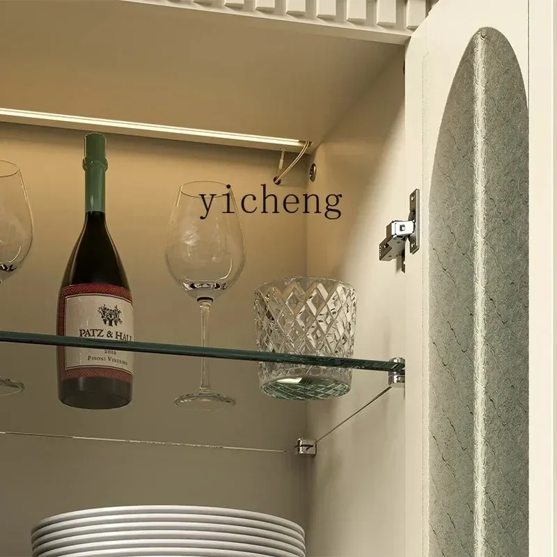 GZ-1 French Retro Solid Wood Side Cabinet Dining Side Cabinet Begonia Glass Door Storage Wine Cabinet
