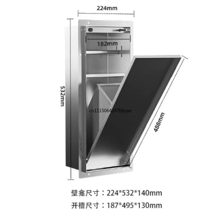 For Built-in Stainless Steel Bathroom Niche Shelf Hidden Alcove Cabinet With Trash Can Beside Toilet Storage Rack