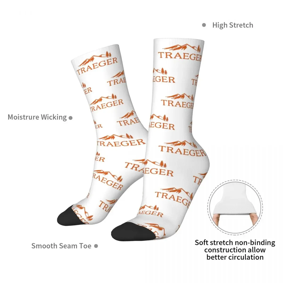 Traeger Pellet Grill Smoke BBQ Essential Socks Harajuku Soft Stockings All Season Long Socks Accessories for Man Woman Gifts