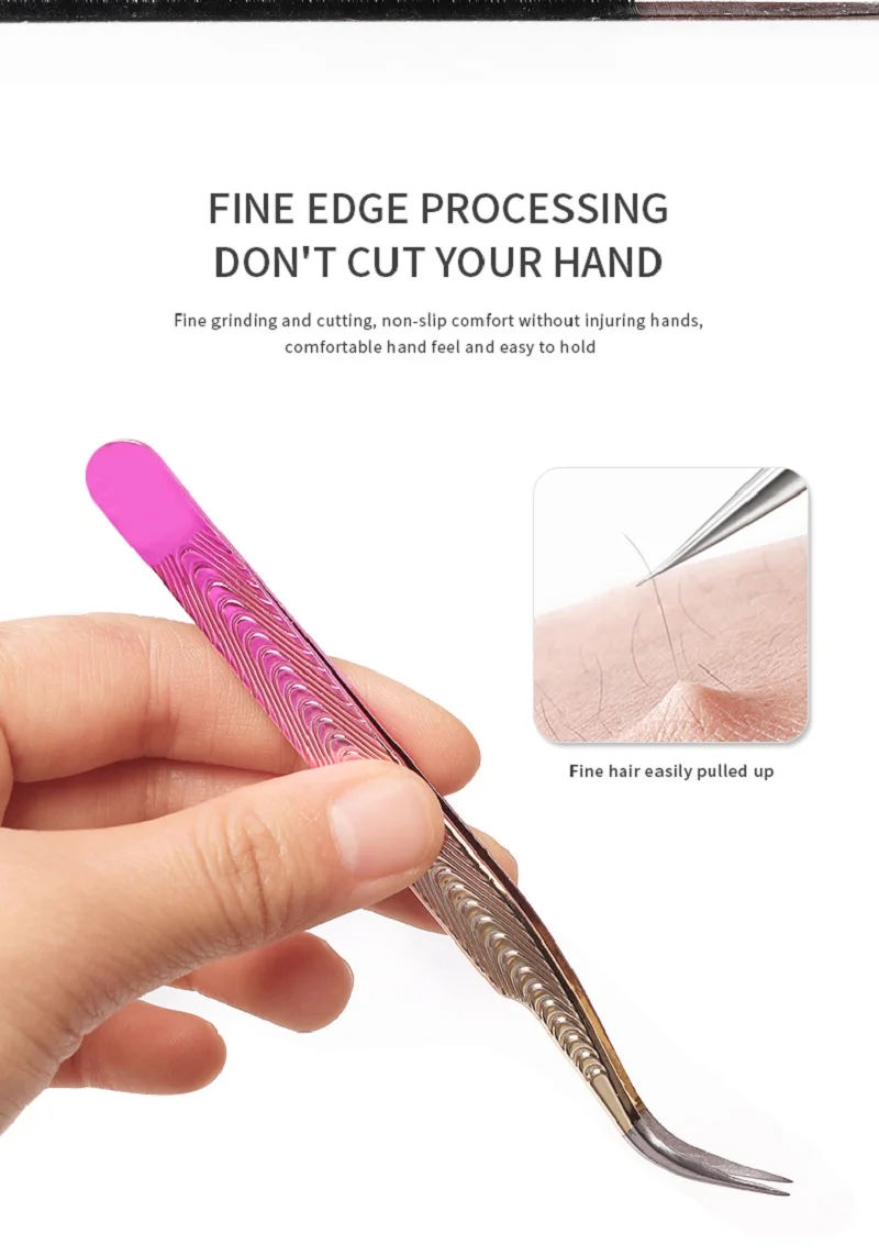 2pc Precision Tweezers Eyelash Extension Clips Curved Straight Tips Electroplating Forceps Fine Point Hand Tools Sets