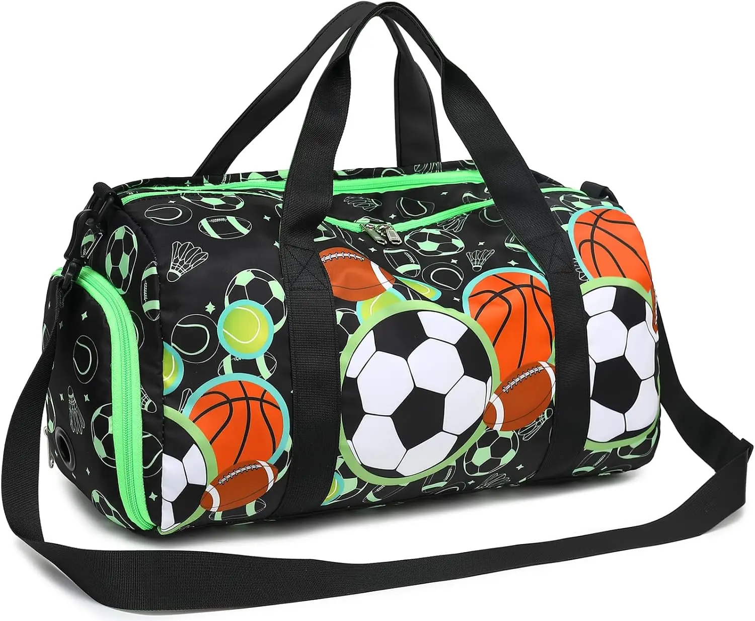 

Kids Sports Duffle Bag with Shoe Compartment, Waterproof Travel Overnight Bag for Boys Girls