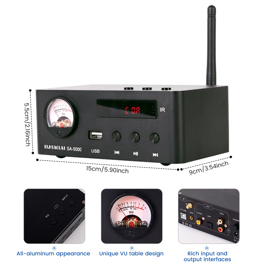 Pj. Miaolai SA-5000 hifi bluetooth 5,0 audio empfänger usb aux rca faser koaxial u disk decoder verstärker bluetooth musik player