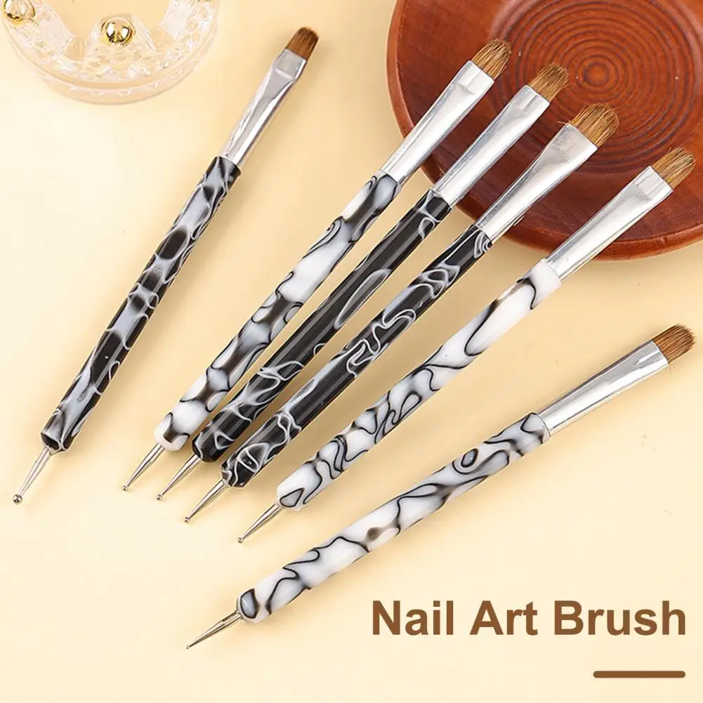 French Manicure Brush Professional Two-Way Nail Art Brush Nail Dotting Pen Gel Nail Brush Nails Art Tool Kit