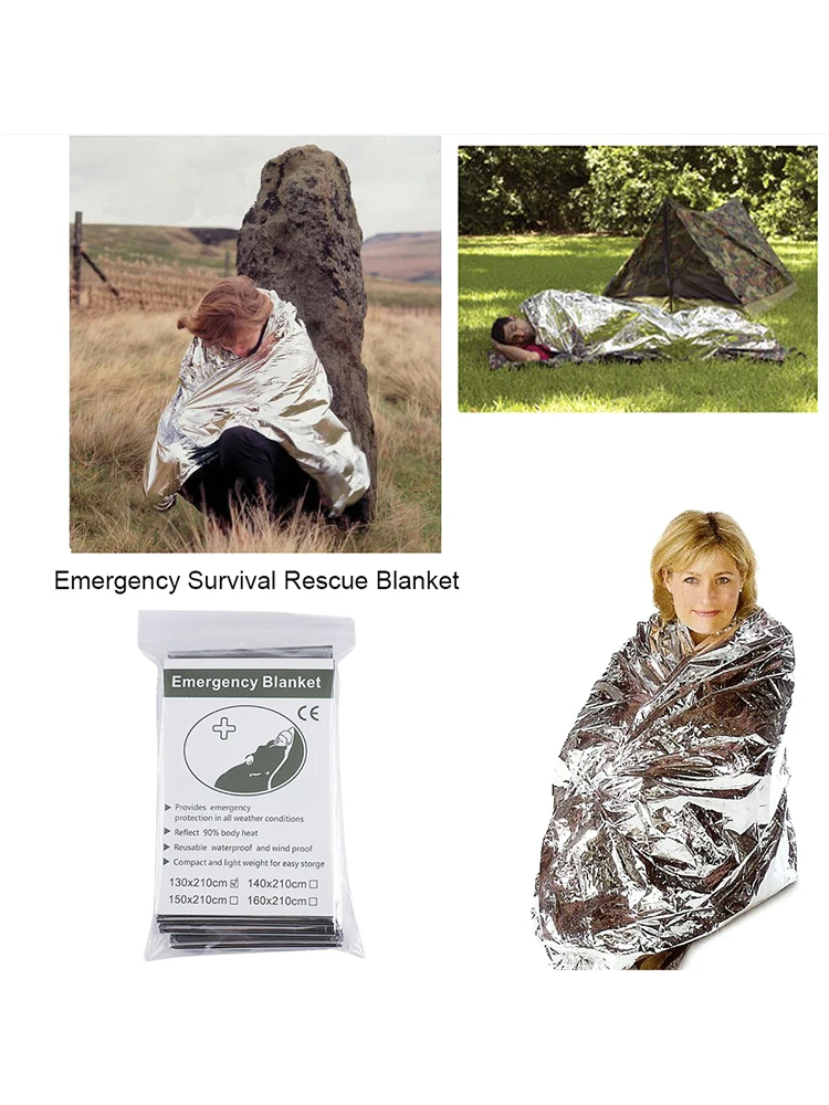130x210 سنتيمتر بطانية الفضاء العملاقة لوازم الطوارئ بطانيات مقاومة للماء احباط مايلر بطانية حرارية للمشي الماراثون