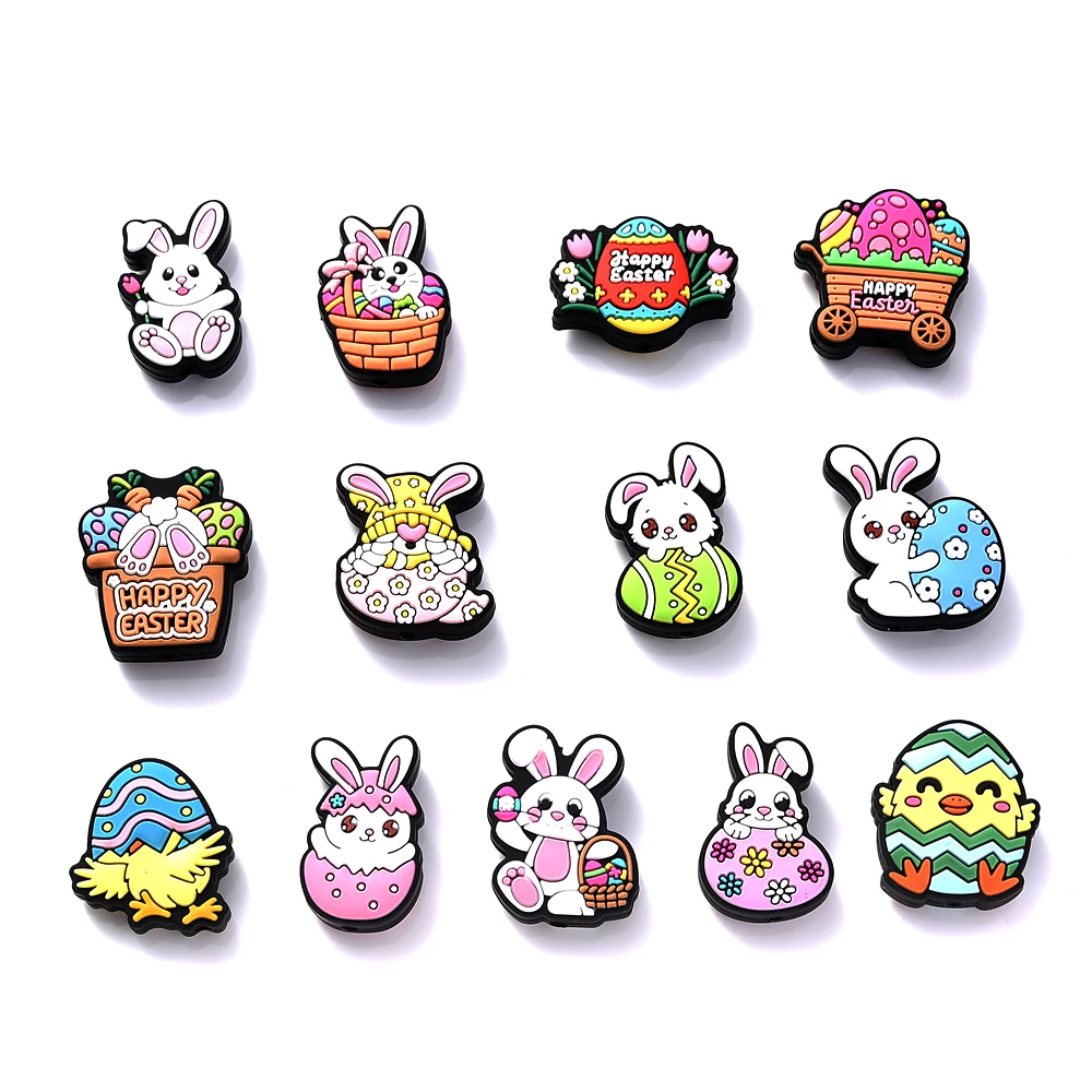 5Pcs Silicone Beads Rabbit Chick Animal Beads For Diy Baby Pacifier Chains Baby Soothing Toy Jewelry Making Accessories