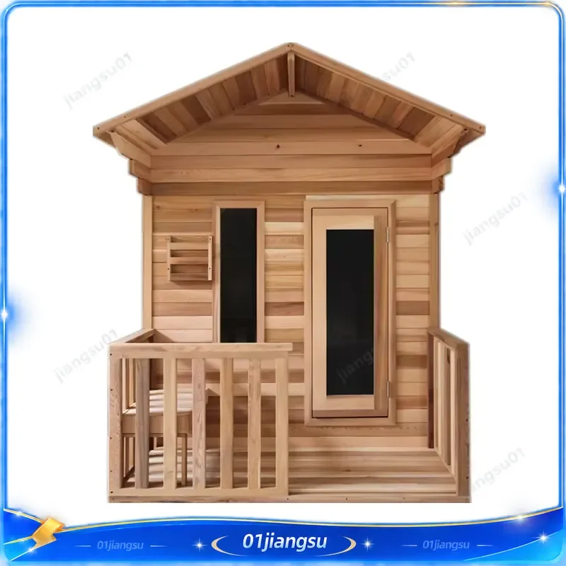 Canadian Red Cedar Outdoor Barrel Sauna 3-4 Person Dry Steam Room with Digital Control Panel Home Spa Wellness Heat Therapy