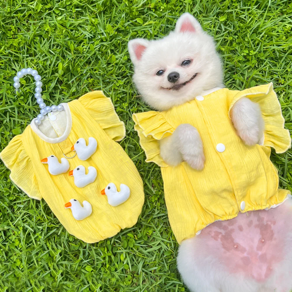 

Small Dog Puppy Clothes Dog Cooling Vest with Duck Pendant Chihuahua Clothing Pet Summer Costume Dog T Shirt