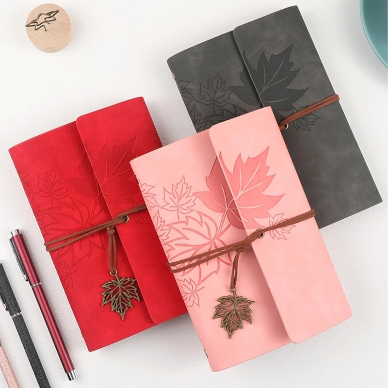 Notebook Travel Journal With 75 Sheets And 6 Rings Leather Binding Covers Pendant for Writing Journaling