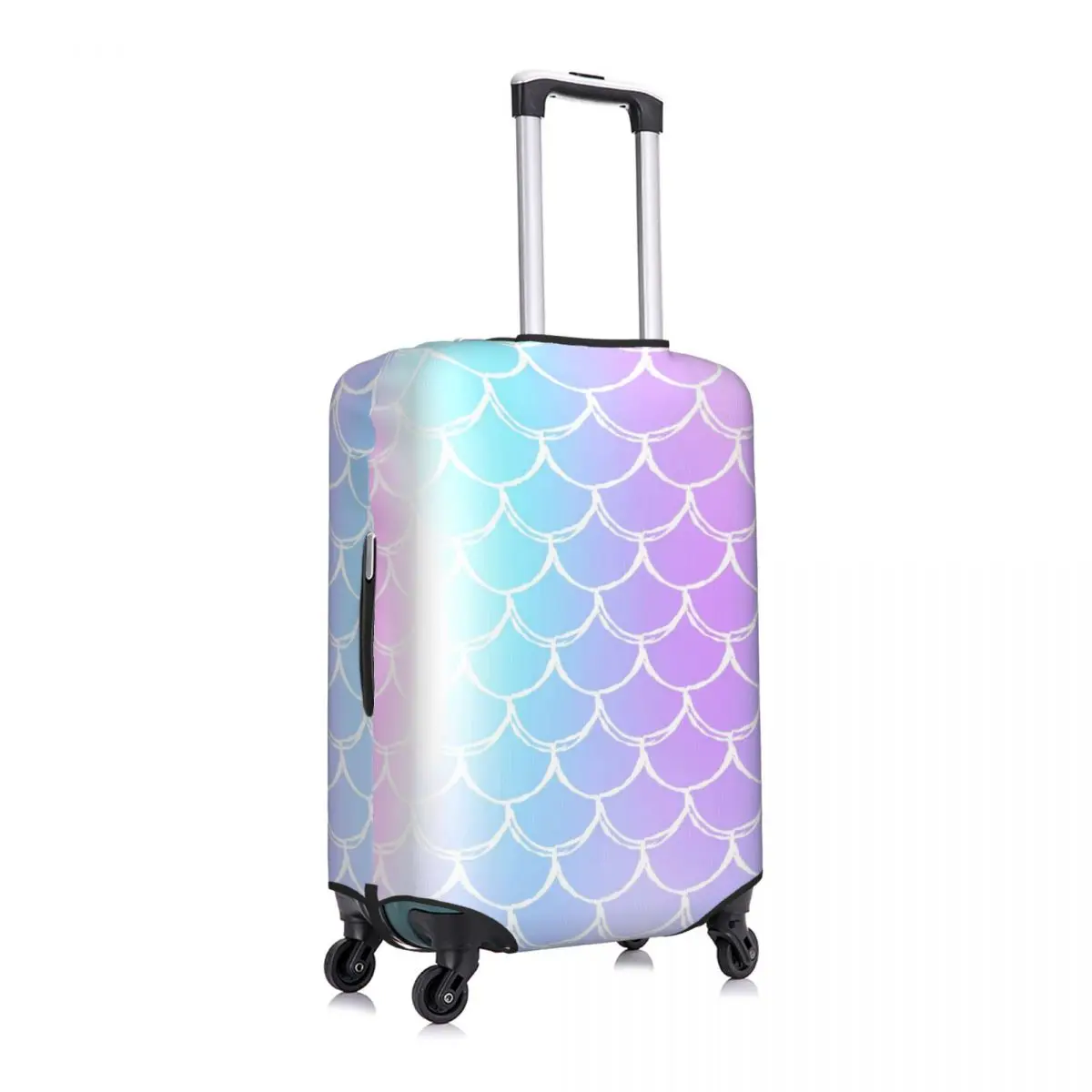 Ombre Print Suitcase Cover Mermaid Scales Travel Protector Flight Elastic Luggage Accesories