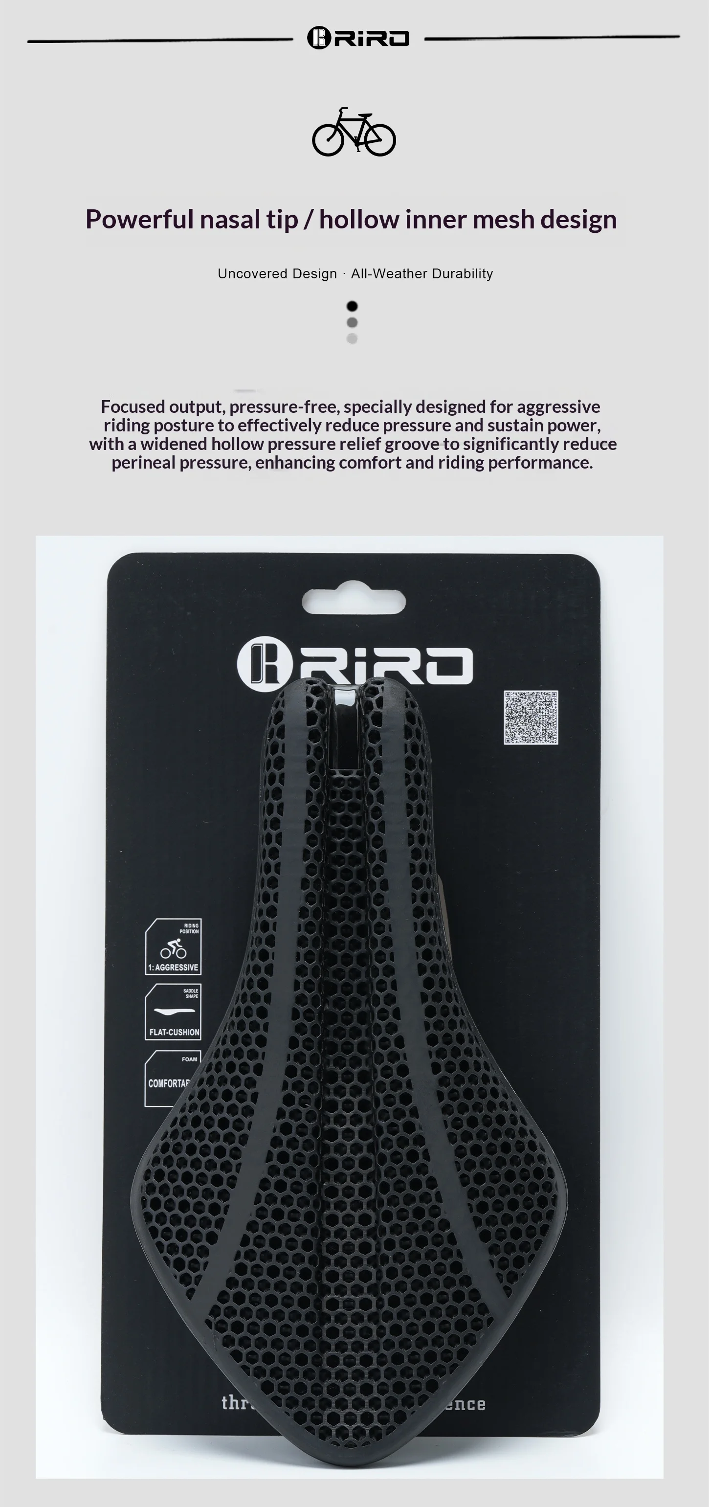RIRO Carbonfaser 3D-gedruckter Fahrradsattel, hohl, TT Triathlon Fahrradsitz, ultraleicht, Carbon-Schienen, ergonomisch, atmungsaktiv, Rennradteile – Detail 12