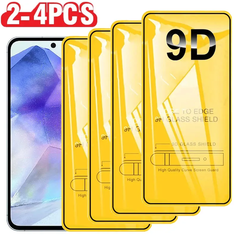 2-4PCS 9D edzett üvegek számára samsung Galaktika A55 5G A35 A54 A15 A25 A34 A24 A14 A53 A33 A52 A32 A13 A12 A51 A71 Eltakar Hátvéd