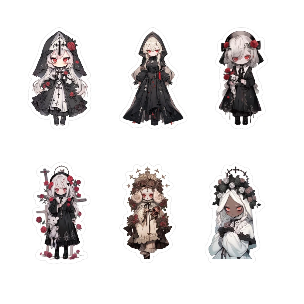 

10/30/60pcs Kawaii Gothic Girl Anime Stickers Art Decoration Sticker Waterproof Phone Notebook Wall Suitcase Cartoon Decals Gift