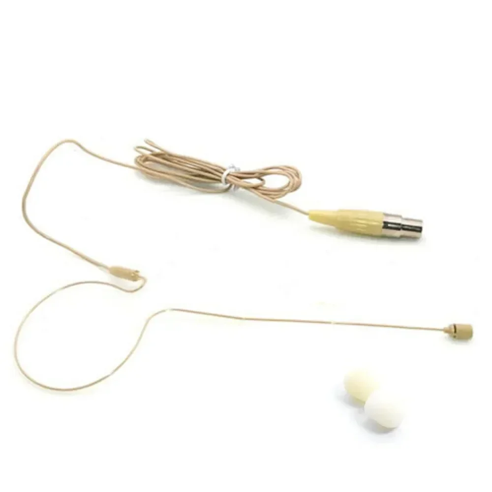 Beige Single Earhook Headset Headworn Microphone 4-Pin XLR For Wireless For Stage Lecturers Cardioid Condenser Mic