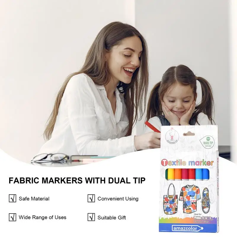 Fabric Markers For Kids Paint Pens Art Markers Set Fade-Resistant Permanent Clothing Marker Textile Fabric Painting Pen 8-color