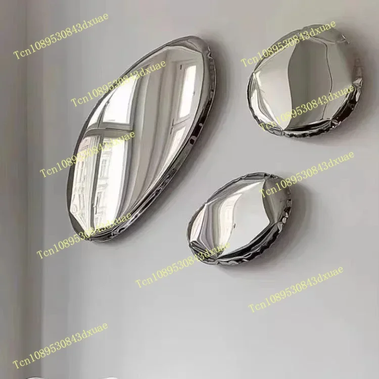 Modern design  water drop shape stainless steel mirror wall hanging decorative mirror living room furniture art decor
