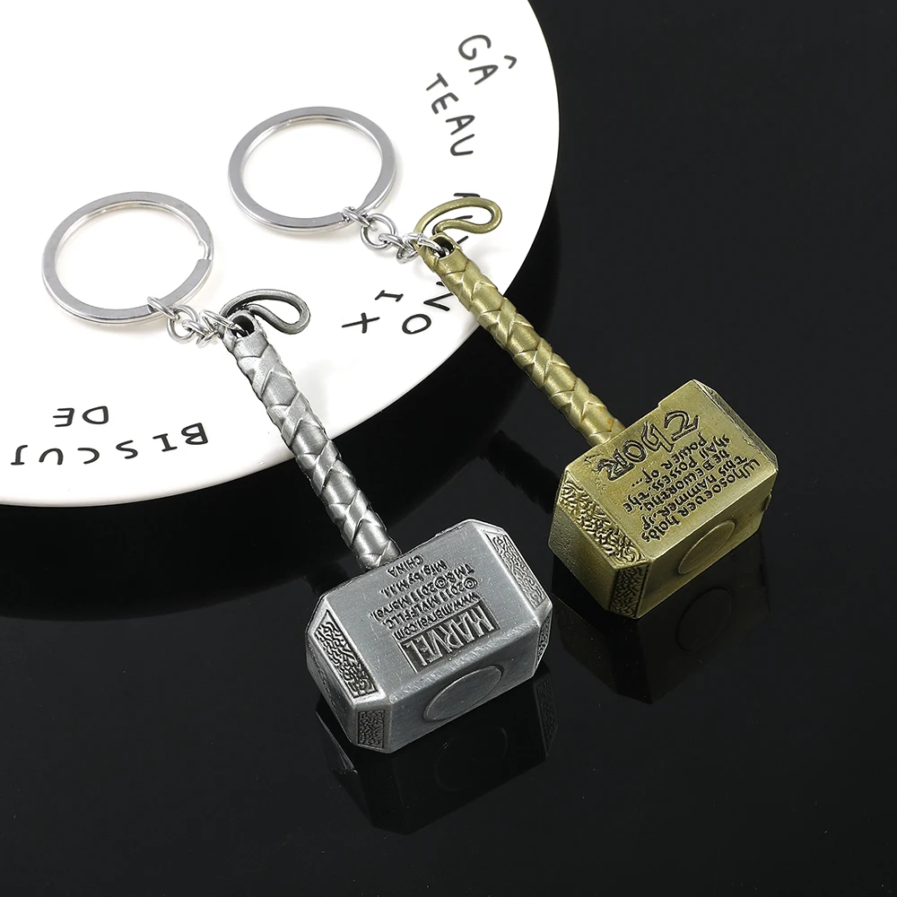 Marvel Movie Thor Keychain Thor's Hammer Mjolnir Vintage Style Metal Keyring for Car Key Backpack Key Holder Pendant Accessories