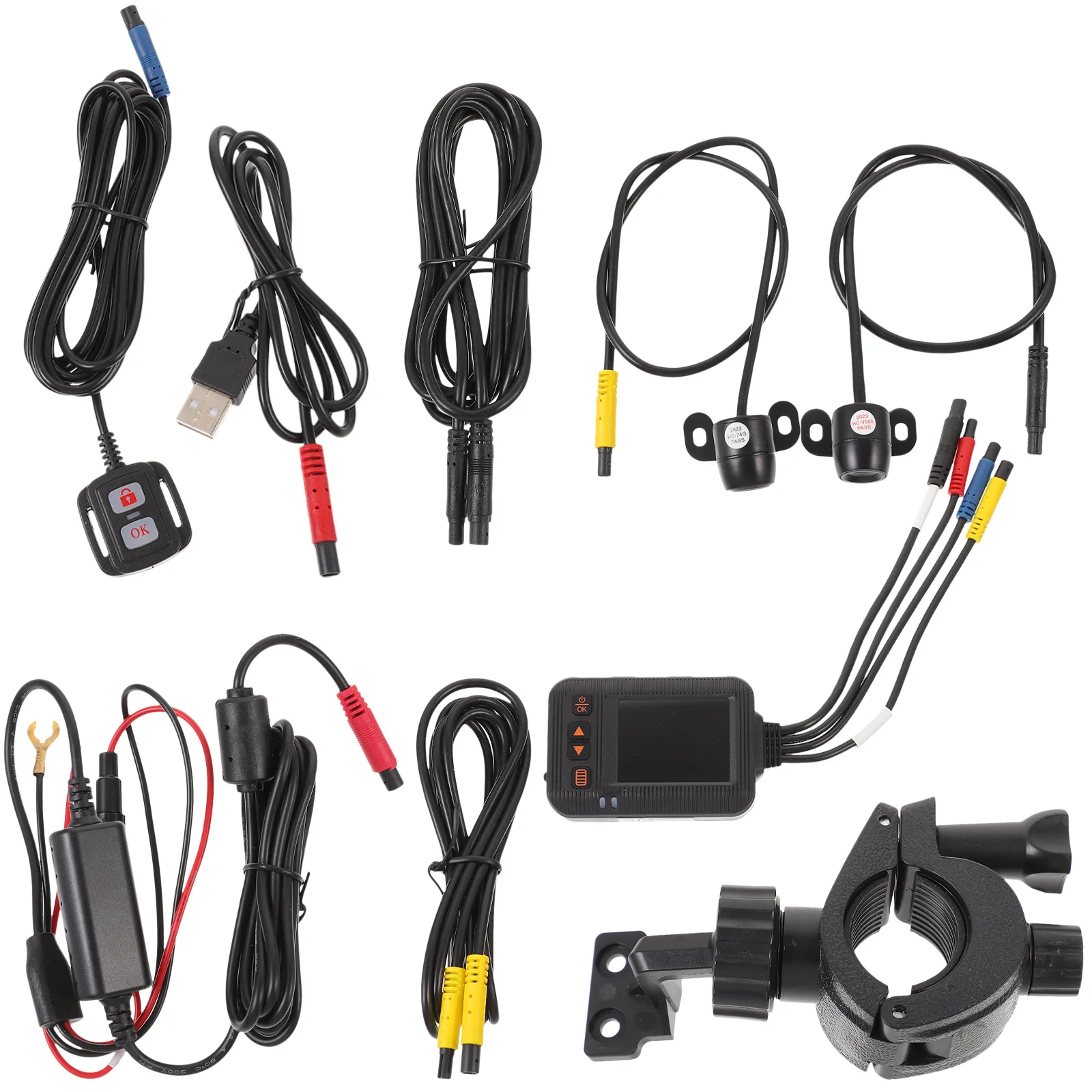 

1 комплект мотоциклетного видеорегистратора с широкоугольным объективом 1080P HD, водонепроницаемый, с ночным видением, циклической записью, обнаружением столкновений и парковки