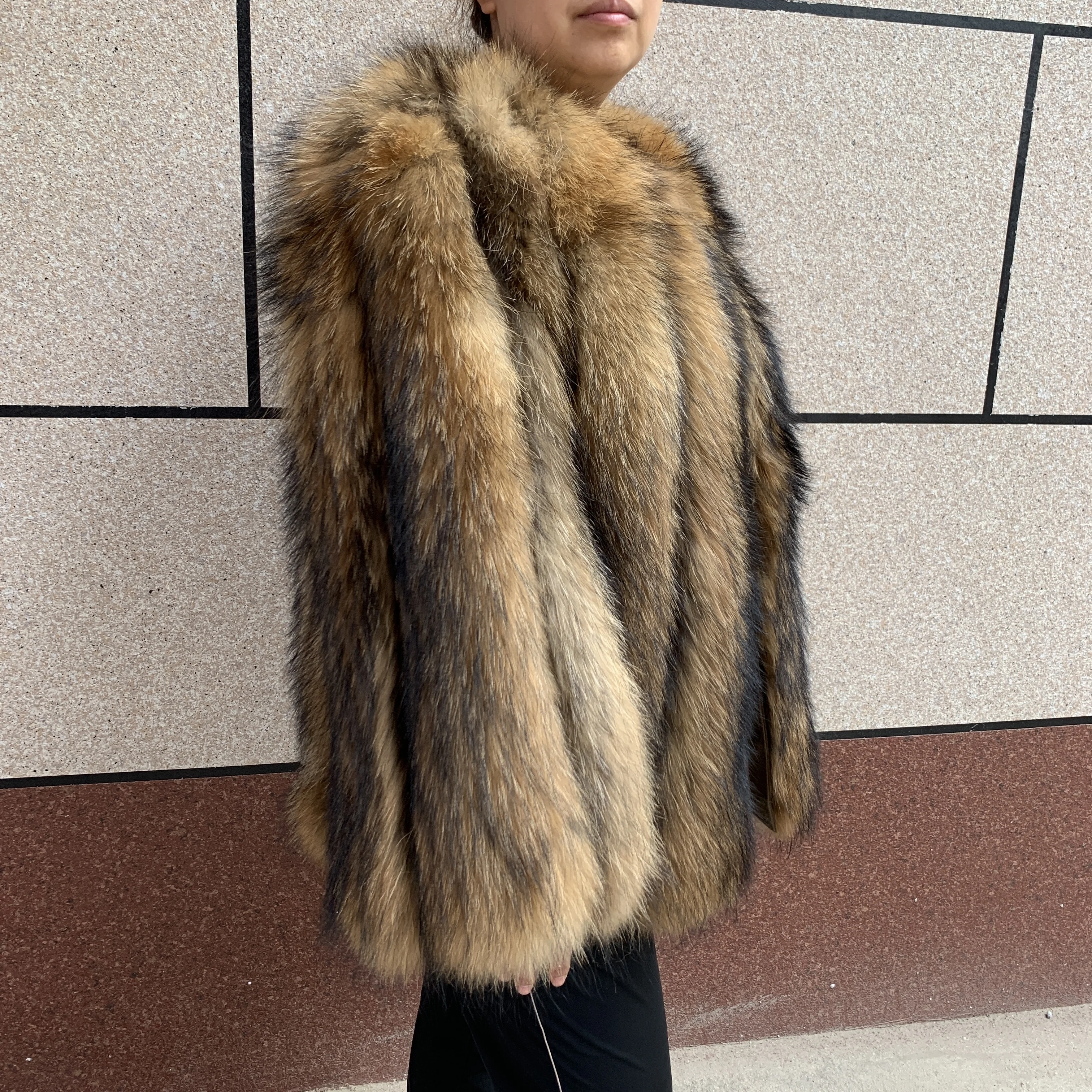 New style Raccoon real fur Vertical jacket Vertical sleeve 100% real fur coat women's winter warm Vertical fox fur jacket