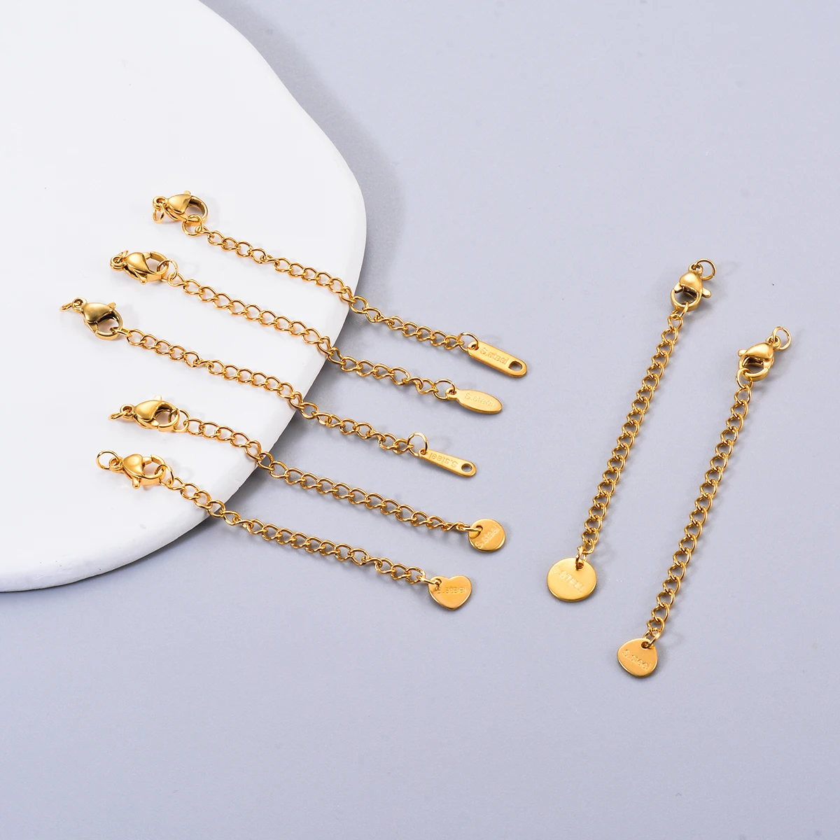 10 Stück Edelstahl Gold Halsketten- und Armband-Verlängerungsketten mit Karabinerverschlüssen, Länge 2 Zoll, für Schmuckherstellung – Detail 3