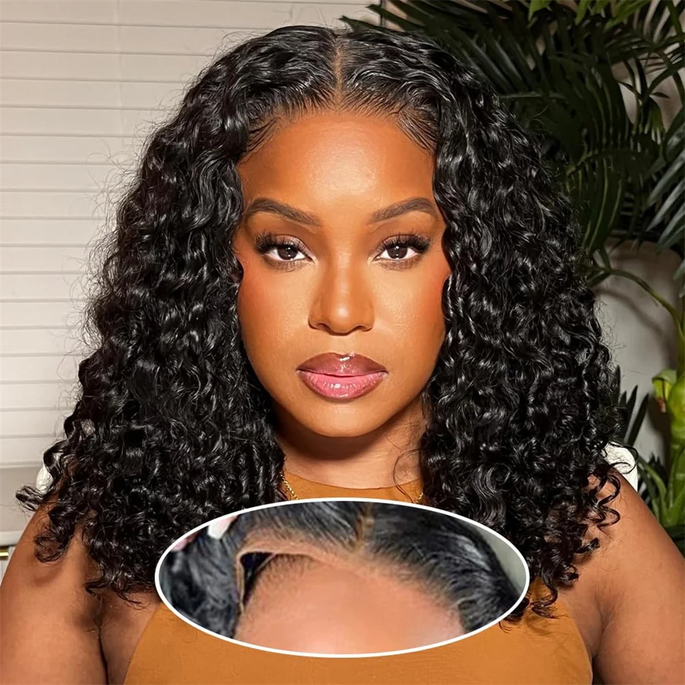 

Deep Wave Bob 4x4 Put On and Go Бесклеевые парики из натуральных волос на кружеве спереди, плотность 180%, предварительно выщипанные для женщин, бразильский натуральный цвет