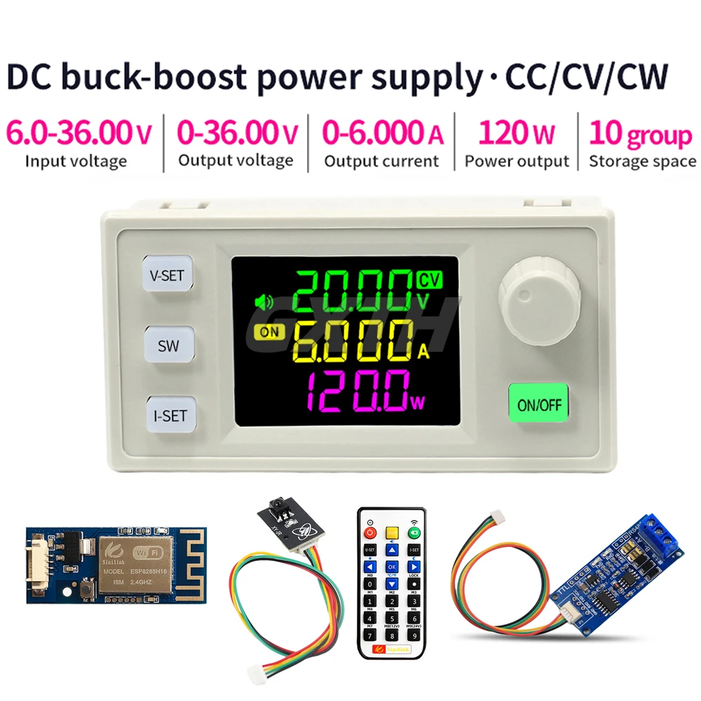 SK120X DC-DC Buck Boost Converter CC CV 6-30V 6A Power Module With WiFi 485 IR Remote Control Adjustable Regulated Power Supply