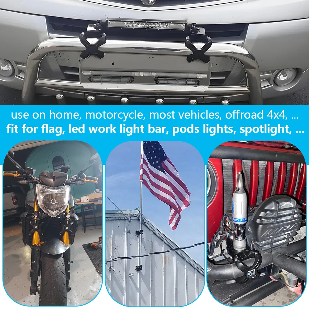 X-braçadeira led luzes de trabalho barra suporte de montagem para offroad atv trator utv motos 2-3 Polegada barra de tubo pára-choques rolo gaiola titular