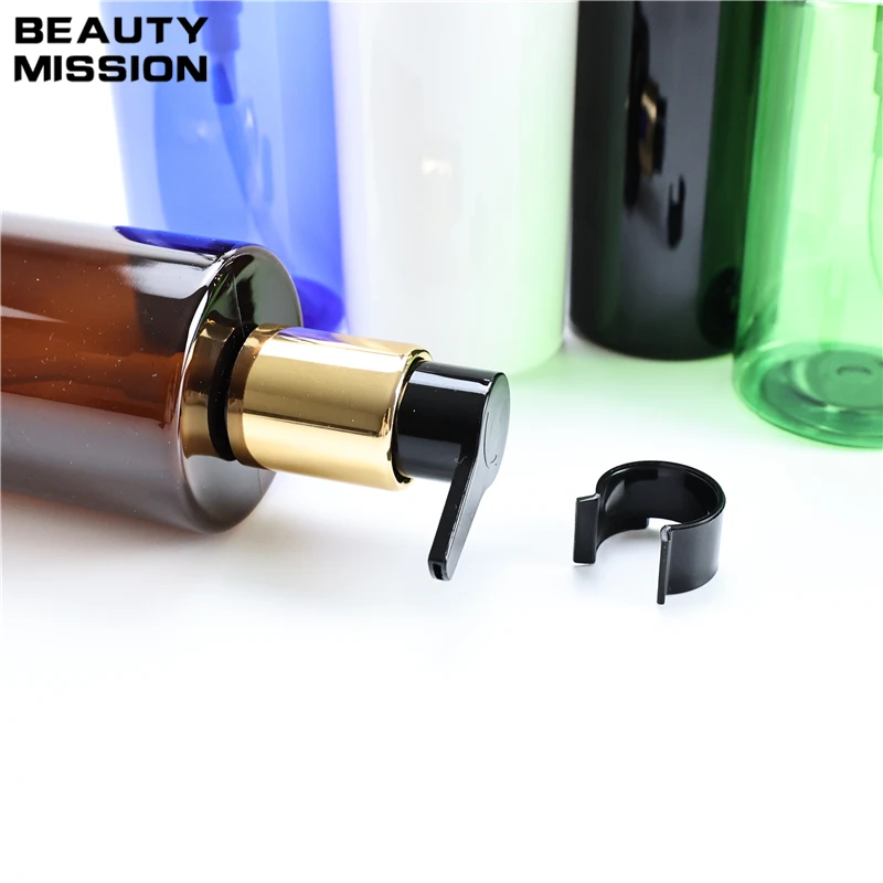 200ML X 25 Chunky Plastic Flat Shoulder Bottles With Anodized Aluminum Lotion Pump Shower Gel Shampoo Empty Cosmetic Containers