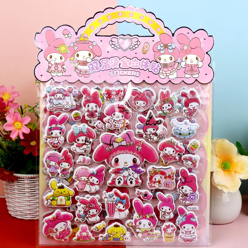 만화 더블 레이어 3D 버블 스티커 귀여운 멜로디 쿠로미 입체 스티커 귀여운 재미있는 어린이 DIY 상품 장난감 선물
