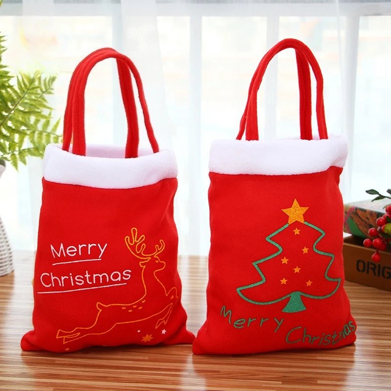 

3Pcs Merry Christmas Bag Kids Gift Candy Bags Mini Handbag for Home Party New Year Decoration
