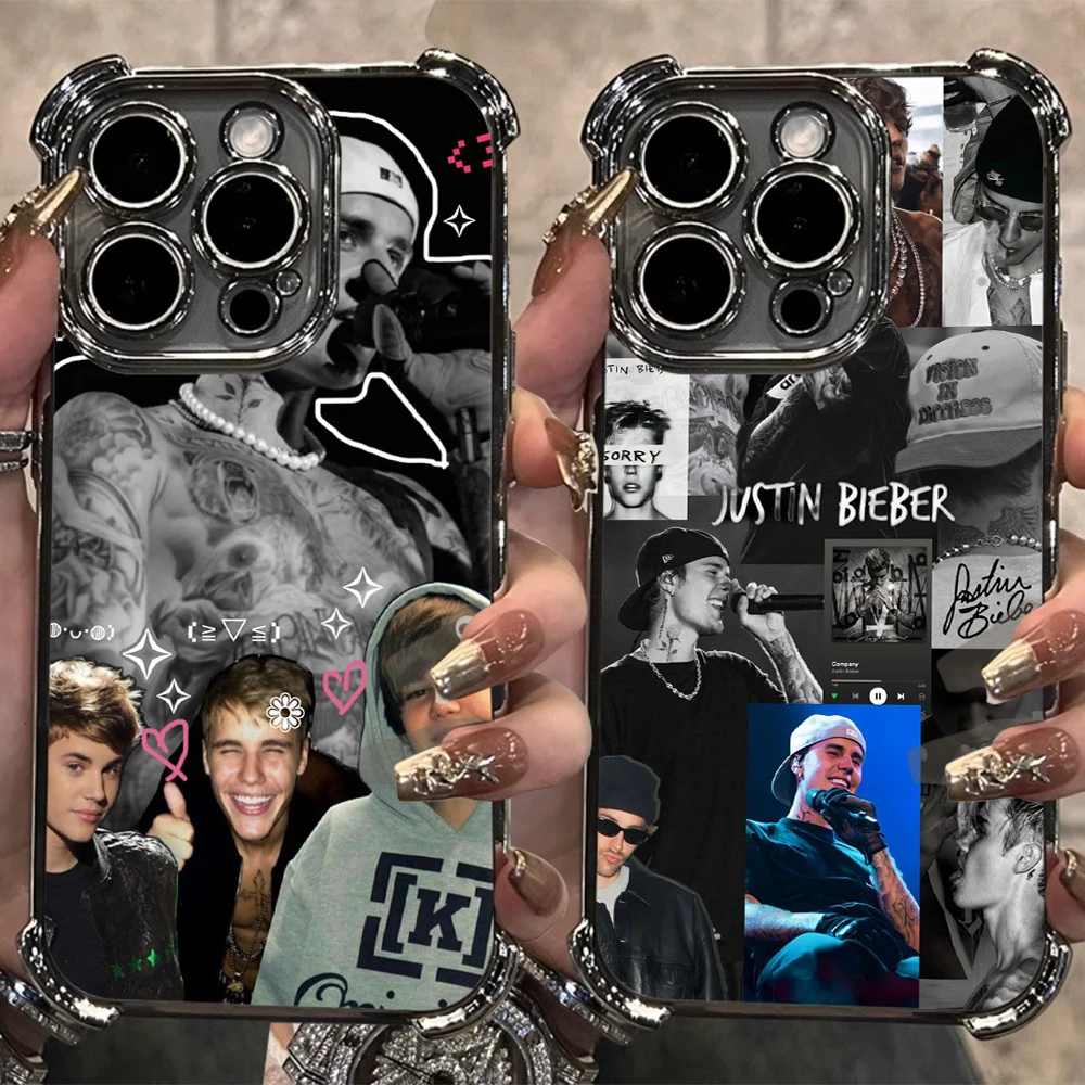 J-Justin Singer B-Bieber Plating Phone Case For iPhone 17 16e 16 15 14 13 12 11 Pro Max X XR XSMax 7 8 Mini Air Plus Anti-Fall