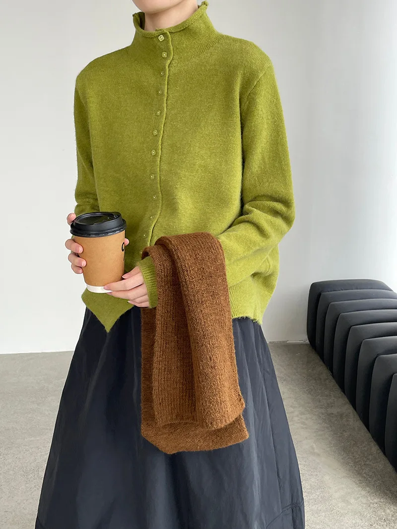LIMO 2025 الخريف الشتاء موضة الاكريليك البوليستر سترة مشغولة من الصوف المرأة أزرار خاطفة معطف لملابس مكتب عادية اليومية #2