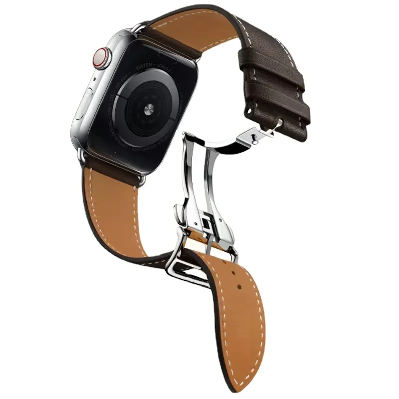 Genuine Leather Strap For Apple Watch Band 45mm 44mm 42mm 46mm 41mm 49mm Bracelet Wristband iWatch Ultra 10 9 8 7 6 5 4 SE Belt