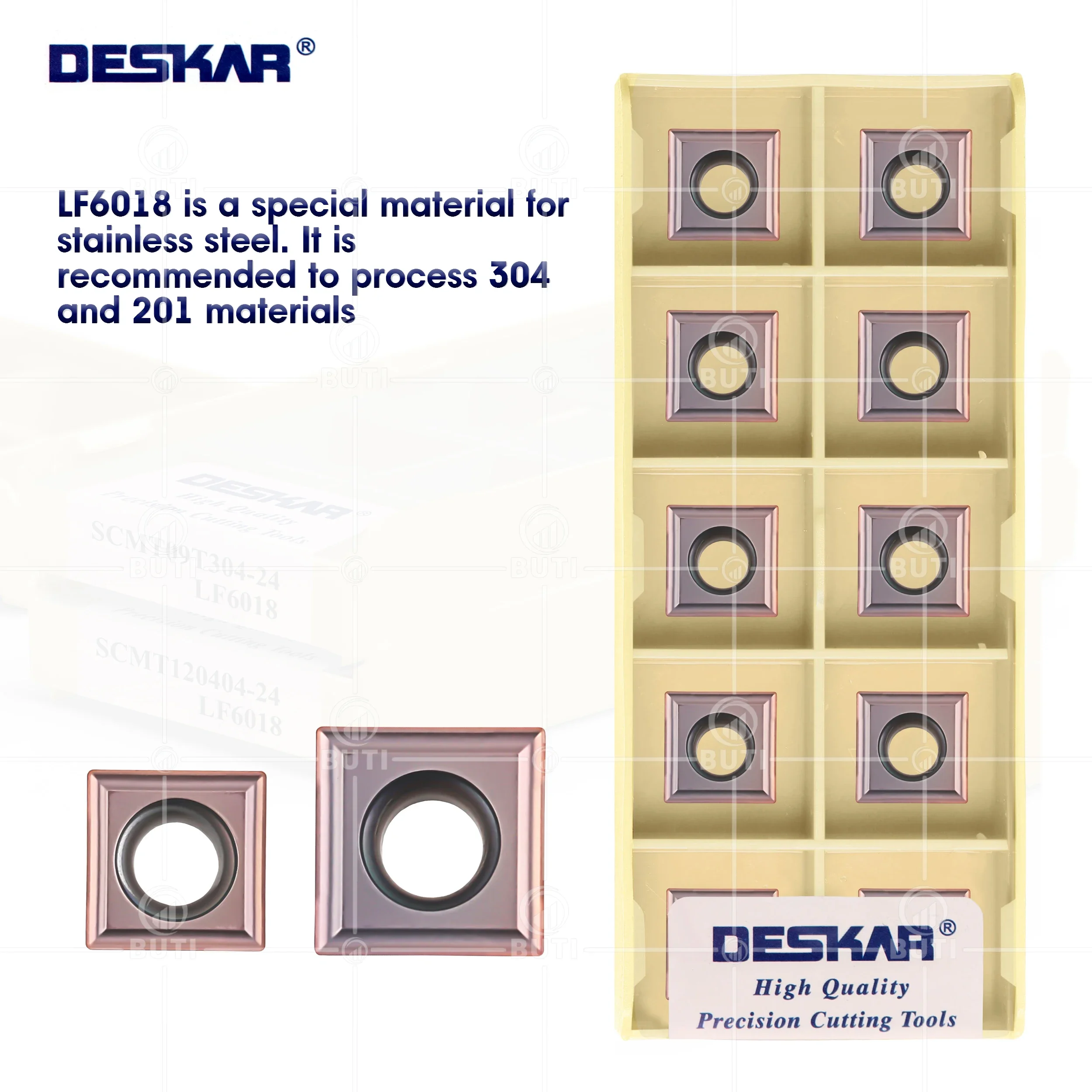 

DESKAR 100% оригинальное твердосплавное токарное лезвие SCMT09T304-24 SCMT 120404 -24 LF6018 Внешний токарный инструмент, подходящий для нержавеющей стали