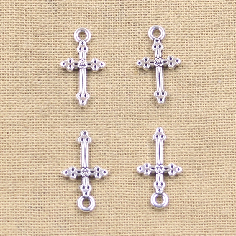 30pcs Charms Christian Cross 15x7mm Antique Making Pendant fit,Vintage Tibetan Bronze Silver color,DIY Handmade Jewelry