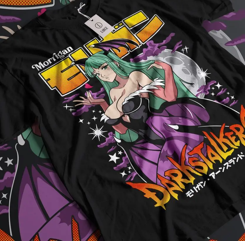 Morrigan Aensland T-shir Darkstalkers Shirt Girl Anime Waifu Gift Shirt All Size