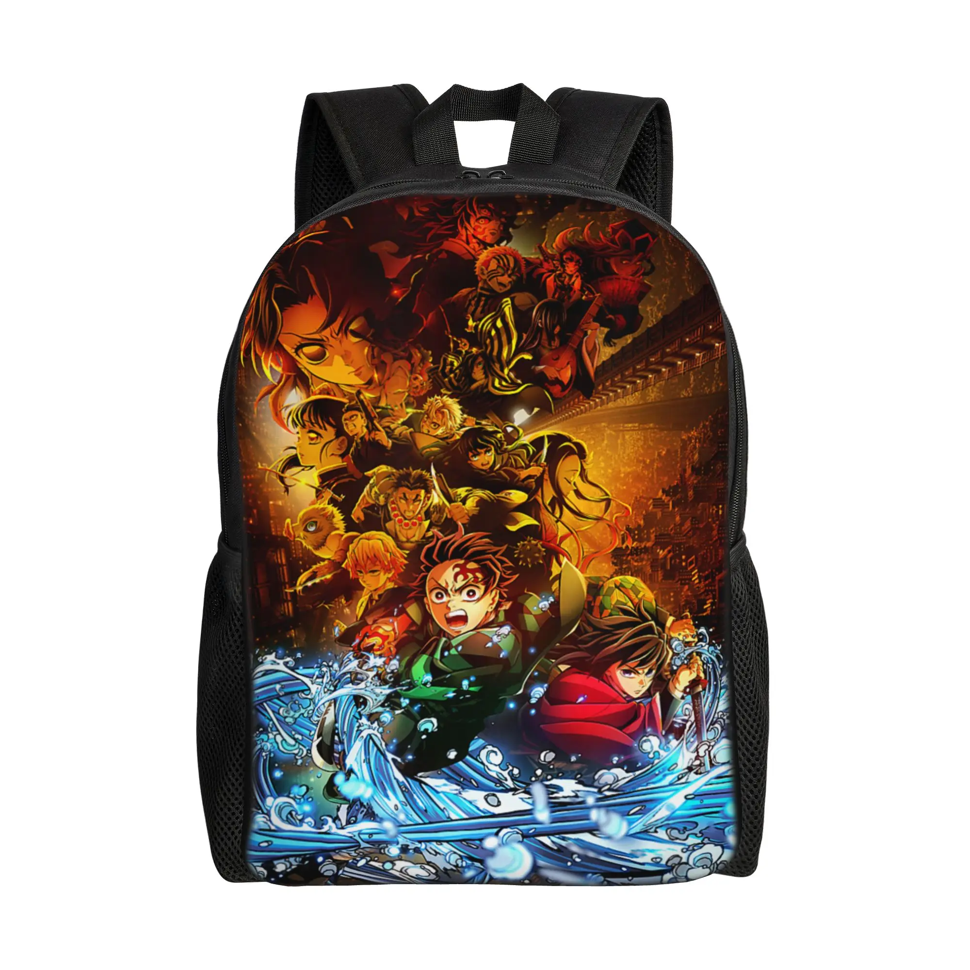 Demon Slayer backpacks Infinity Castle Hashira Water Battle Collage Daypack  mochila High School Zipper Closure Rucksack