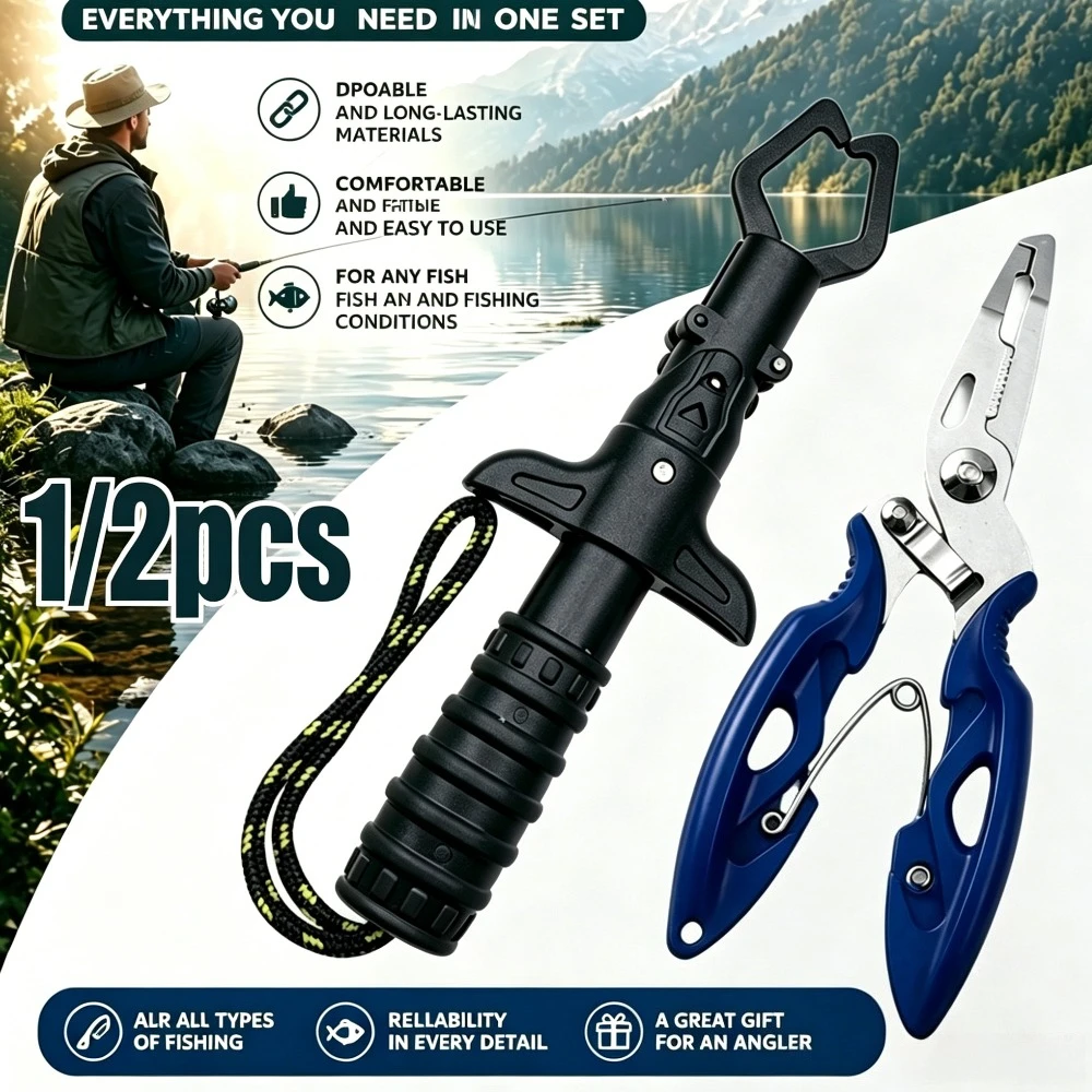 1/2pcs Fishing Gripper and Pliers Set Muti-Function Fishing Gear Hook Remover Ice Fishing Tool Flyfishing Gear Gifts for Men