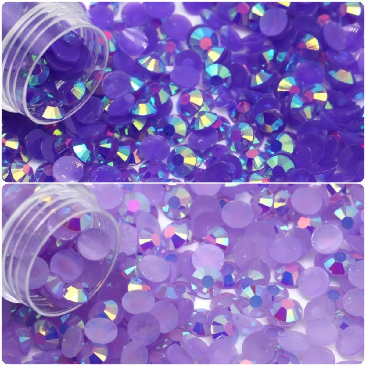 Żywiczne żelowe cyrkonie Lt.Purple AB Dark.Purple AB 2-6mm bez mocowania na gorąco Flatback Rhinestone do zdobienia paznokci dekoracje odzieżowe DIY