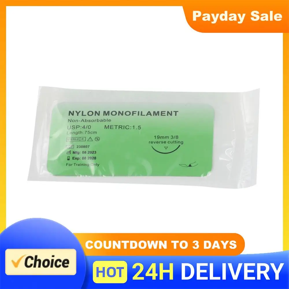 4/0 Veterinary Practice Suture Kit Nylon Silk Medical Dental Sutures Non-injured for Medical Students Education