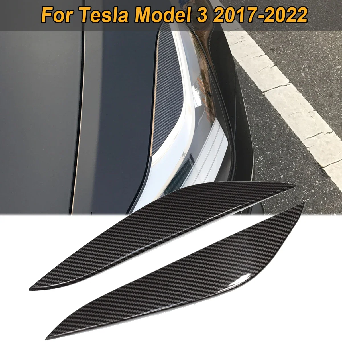 For Tesla Model 3 2017 2018 2019 2020 2021 2022 Car Headlight Eyebrows Eyelids Eye Lid Trim Sticker Cover Plastic Accessories