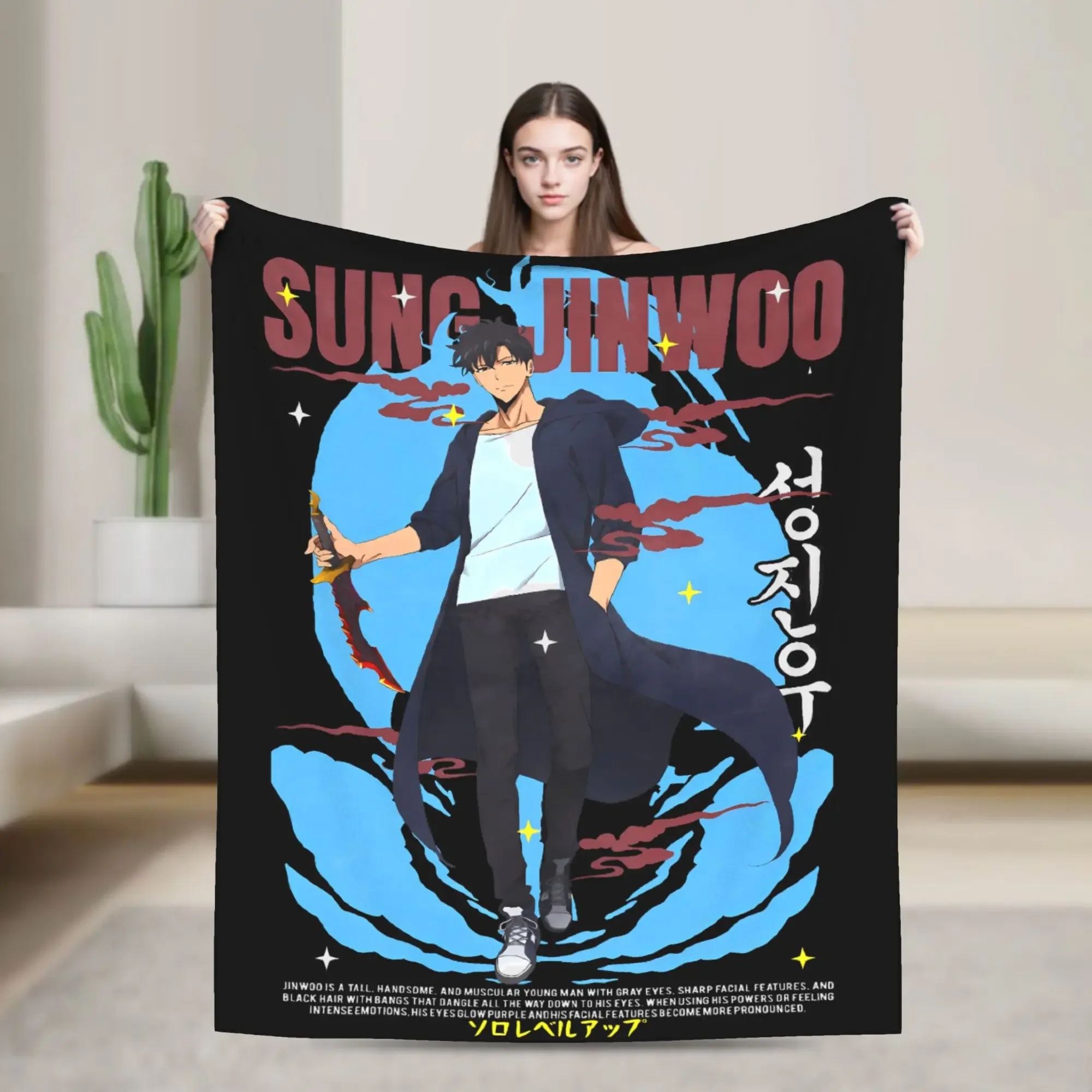 

Warm Soft Decorative Throw Blanket Flannel Bedspread for Couch Chair Sofa Bed Sung Jin Woo Inspired