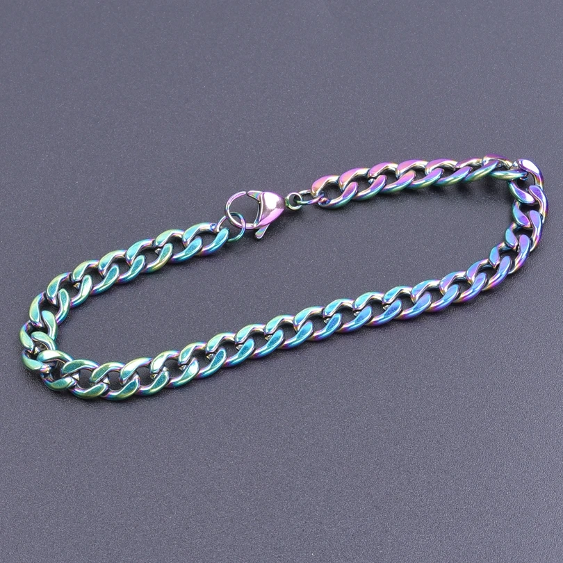 1pcs Thickness6.5mm Stainless Steel Rainbow Color Necklace Chain For Handicrafts Making Material Jewelry Accessories and Parts