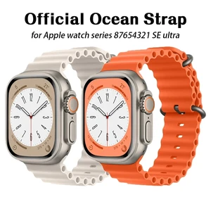 Pita Laut untuk Apple Watch Ultra 49mm 45mm 46mm 42mm 44mm 40mm 41mm Gelang olahraga Silikon Seri correa 10 9 7 8 5 6 Tali SE 12 penjualan terbaik airpods 2 oem - №