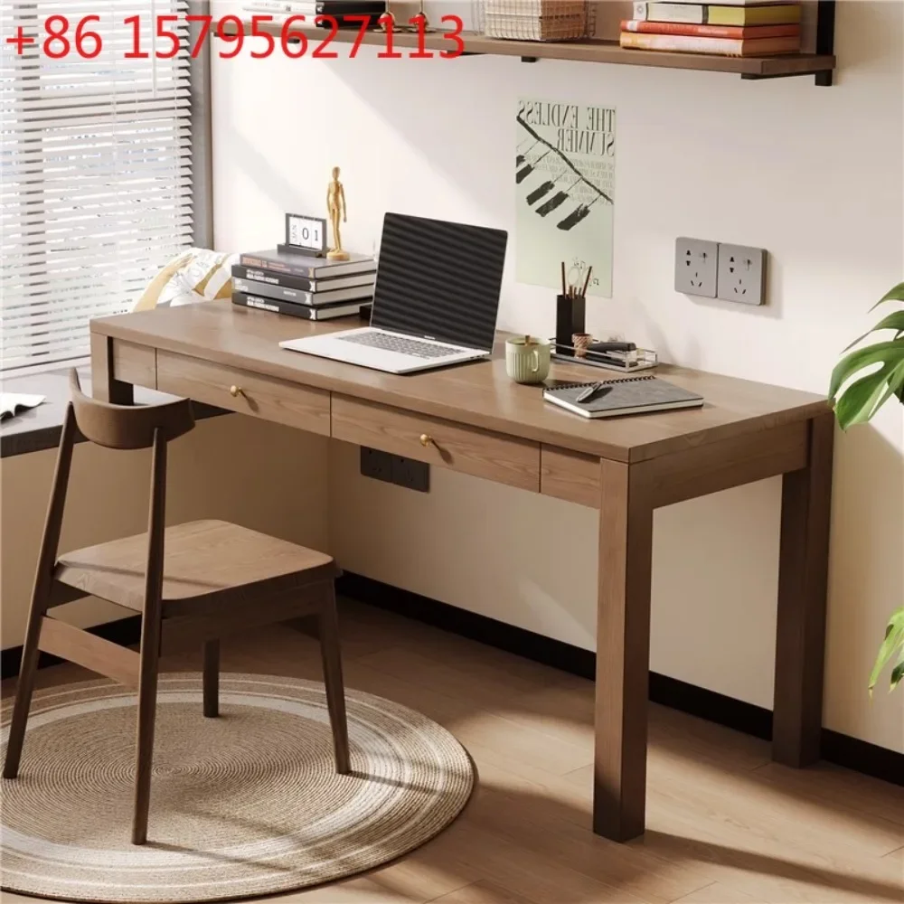 

Simple solid wood bay window desk high and low foot transformation