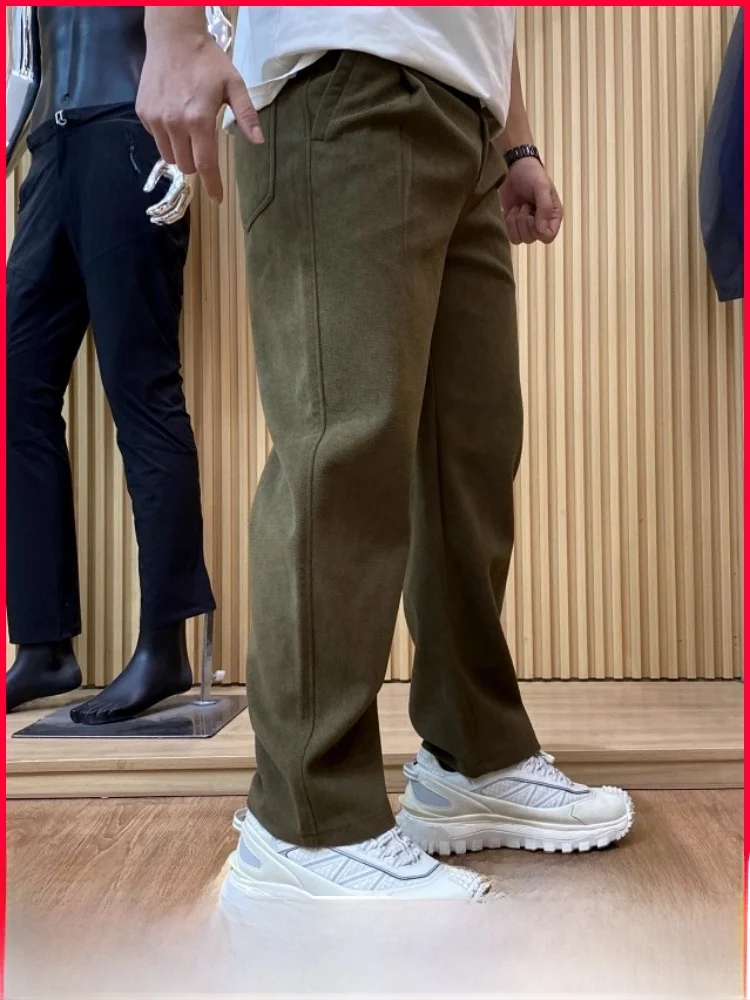 

Autumn Winter Men's Casual Pants Loose Fit Comfortable Wool Silk Cosite Thin Fce Knife Pants Versatile Casual Trou...